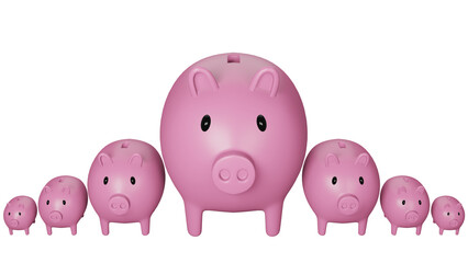 3D render Pink piggy bank isolated.