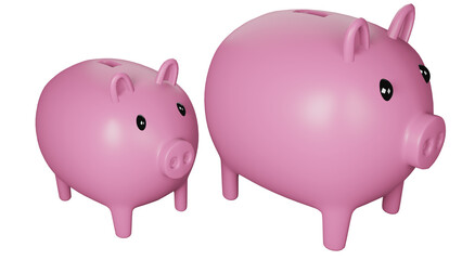 3D render Pink piggy bank isolated.