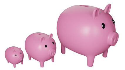 3D render Pink piggy bank isolated.