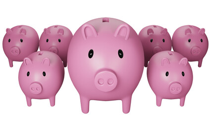 3D render Pink piggy bank isolated.