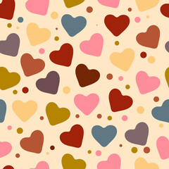 Fototapeta premium Seamless pattern with hearts. Vector romantic repeated background for fabric and wrapping paper.