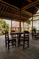 Fototapeta na wymiar terrace of an old Javanese house with a tropical atmosphere