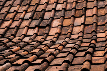 pottery tile in traditional Javanese house  