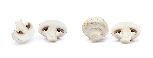 Fresh champignon mushrooms isolated on white background