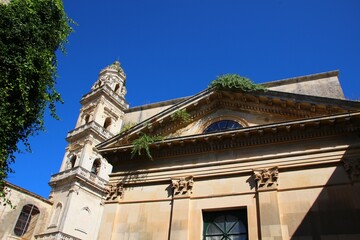 Fototapeta premium Italy, Salento: Detail of Bell tower of the Church of Maglie.