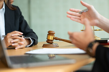 business law concept lawyer business Consultation between male lawyers and business clients The company provides tax and legal services and discusses contract documents between male lawyers 