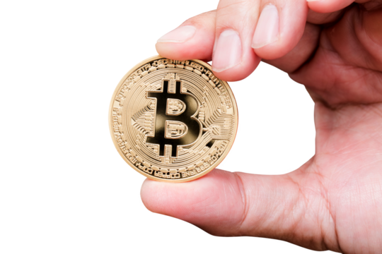 Hand holding Bitcoin