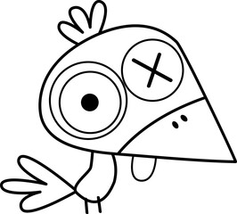 Funny zombie raven, Halloween clipart