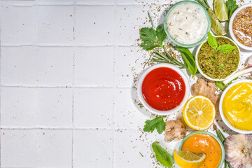 Set of various classic sauces