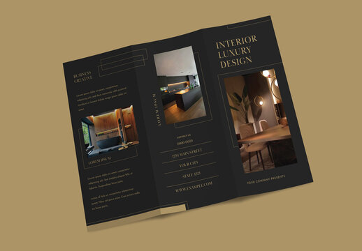 Black and Gold Trifold Brochure Layout