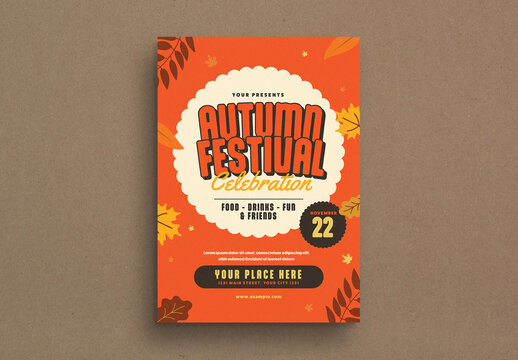 Retro Orange Autumn Festival Flyer Layout
