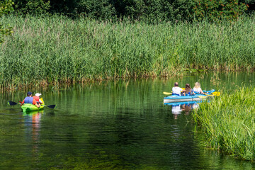 Fototapeta na wymiar Canoeing on the river.