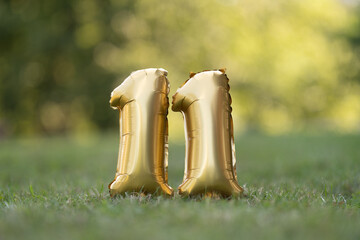 number 11 eleven from golden inflatable balloons