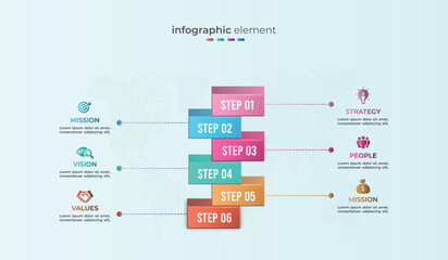 	
Isometric 3d vector business infographic step design
