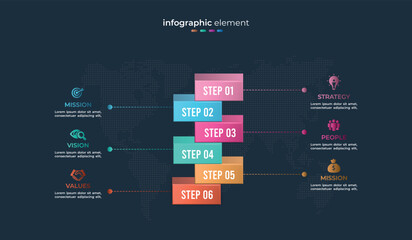 3d vector business infographic step design