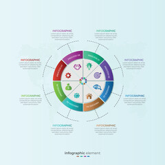 Circular business infographic element with eight option