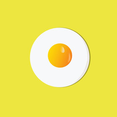 Fried egg breakfast vector icon , Flat omelet yolk logo shape symbol design on orange background , suitable for restaurant banner design , food stall promotion , omelet vector illustration