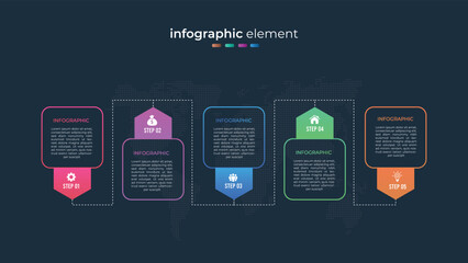 Modern business infographic timeline design on dark background