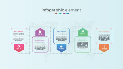 Gradient business timeline infographic idea with five option