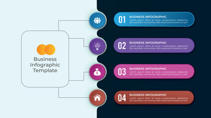 Business infographic element and organization 4 step process creative presentation design