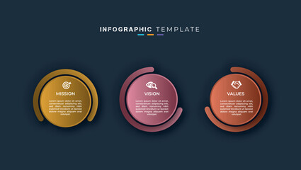 Business organization mission, vision and values creative presentation infographic element