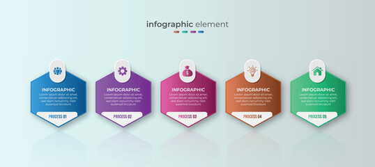 Gradient business timeline infographic idea with five process