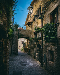 street in a characteristic medieval Italian village