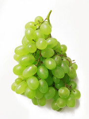bunch of fresh green grapes isolated on white background