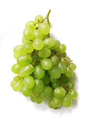 bunch of fresh green grapes isolated on white background