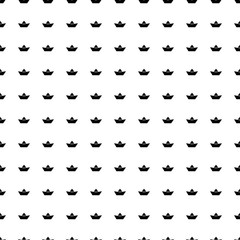 Square seamless background pattern from geometric shapes. The pattern is evenly filled with big black paper boat symbols. Vector illustration on white background