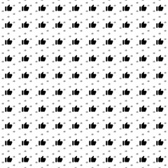 Fototapeta na wymiar Square seamless background pattern from black thumb up symbols are different sizes and opacity. The pattern is evenly filled. Vector illustration on white background