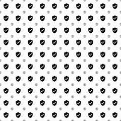 Square seamless background pattern from black protection mark symbols are different sizes and opacity. The pattern is evenly filled. Vector illustration on white background