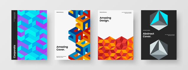 Fototapeta premium Modern geometric shapes corporate identity illustration set. Colorful placard A4 vector design layout composition.
