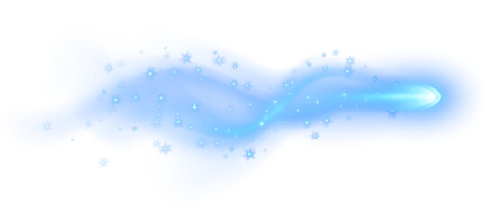 Blue magic comet with snowflakes