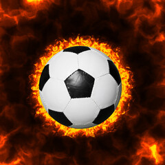 Fototapeta na wymiar soccer ball on fire
