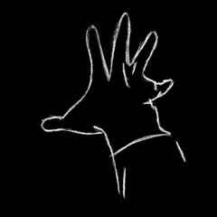 Obraz premium Hand drawn with white pencil on black background