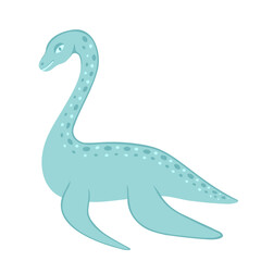 Plesiosaurs dinosaur, cartoon character. Vector Illustration for printing, backgrounds, covers and packaging. Image can be used for greeting cards, posters and stickers. Isolated on white background.