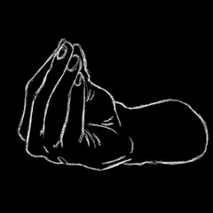 Hand drawn with white pencil on black background