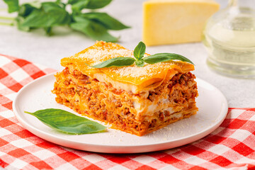 Traditional lasagna with bolognese sauce