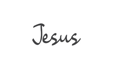 Jesus vector calligraphy lettering. Faith in the lord religious banner. Praise.