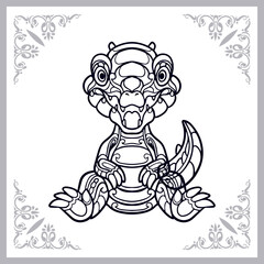 Crocodile zentangle arts isolated on white background