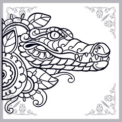 Crocodile zentangle arts isolated on white background
