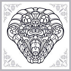 Crocodile zentangle arts isolated on white background