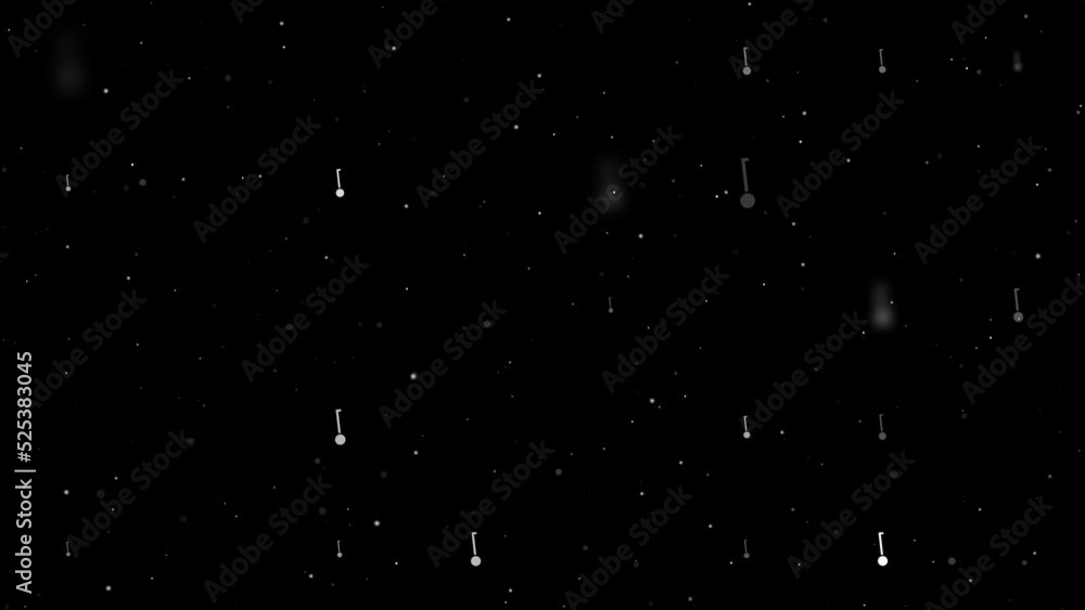 Poster template animation of evenly spaced gyroscooters of different sizes and opacity. animation of transp