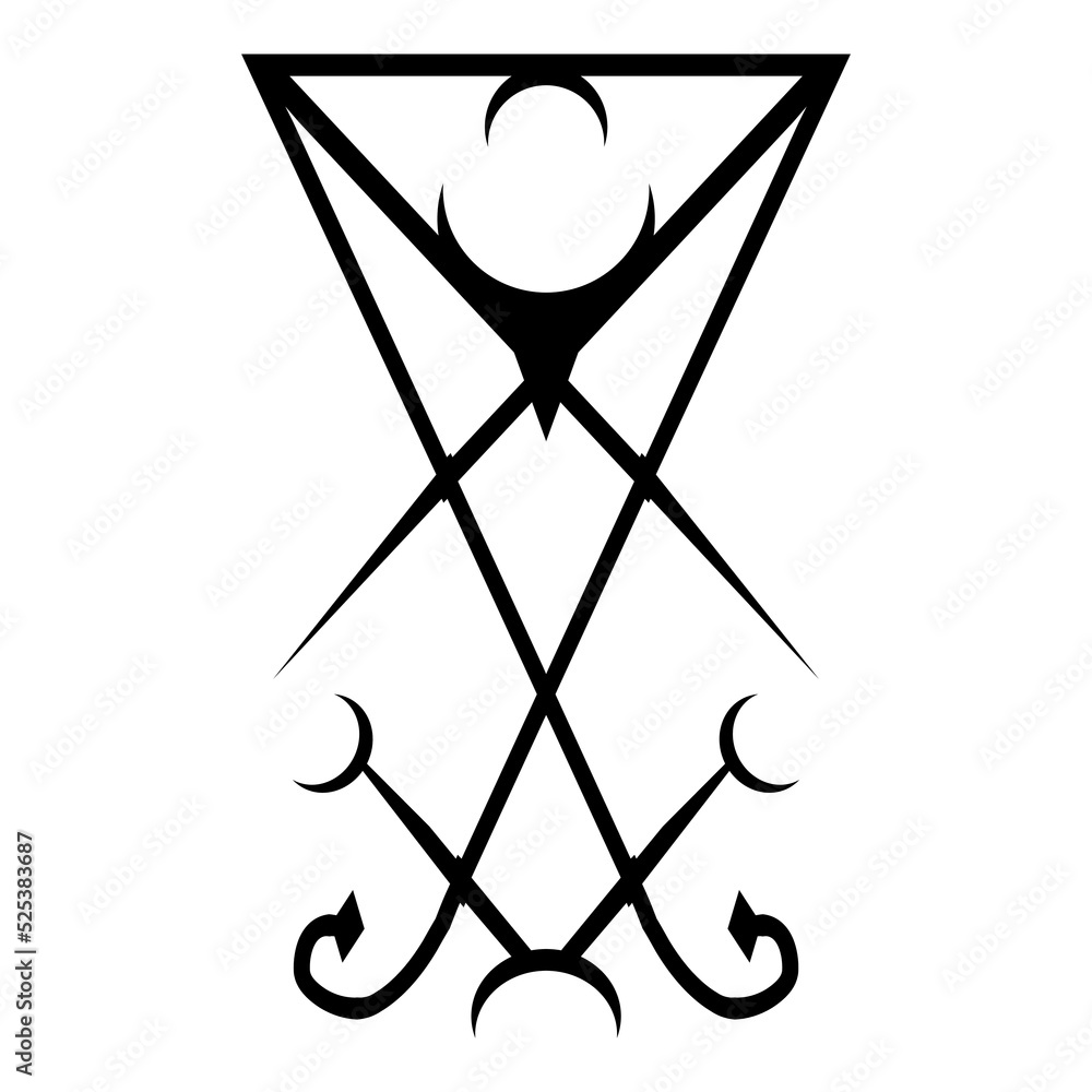 Wall mural Sigil of Lucifer icon, sticker or t-shirt print design illustration in Gothic style isolated on white background. Vector EPS 10