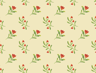 Elegant Floral vector seamless pattern. Delicate botanical wallpaper. Repeatable background with leaves.