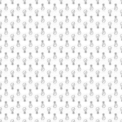 Seamless pattern with doodle light bulb. Sketch vector black illustration on white. Simple background for print, web and textile design, card, coloring page