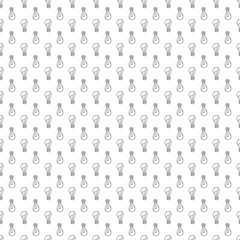 Seamless pattern with doodle light bulb. Sketch vector black illustration on white. Simple background for print, web and textile design, card, coloring page