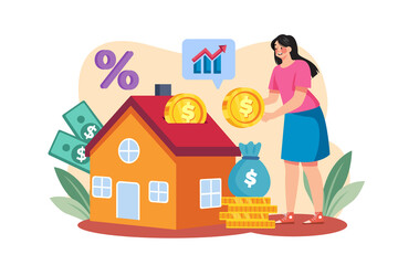 Female investing finance in home