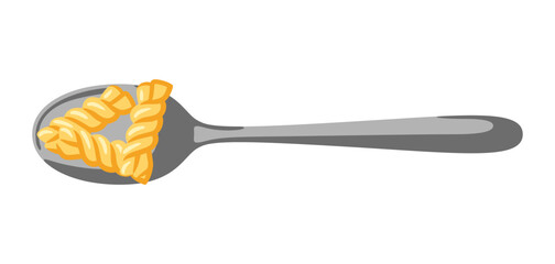 Illustration of Italian pasta on spoon. Culinary image for menu of restaurants.